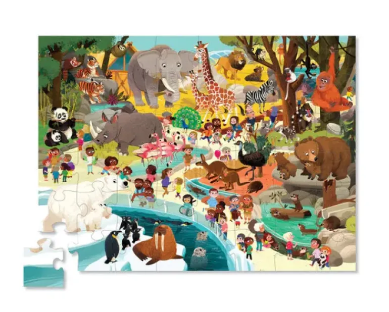 Crocodile Creek - Shaped Puzzle 48pcs - Day At The Museum Zoo