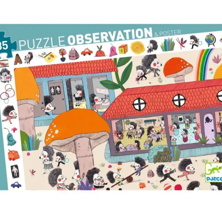 Djeco - Puzzle Observation 35pcs - Hedgehog School