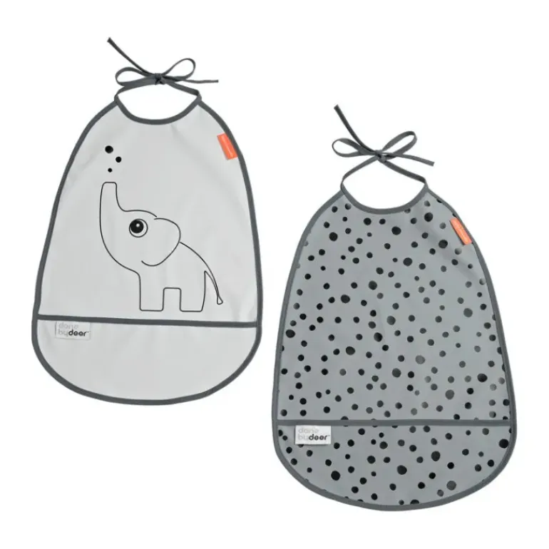 Done By Deer - Elphee Bib 2 Pack - Grey