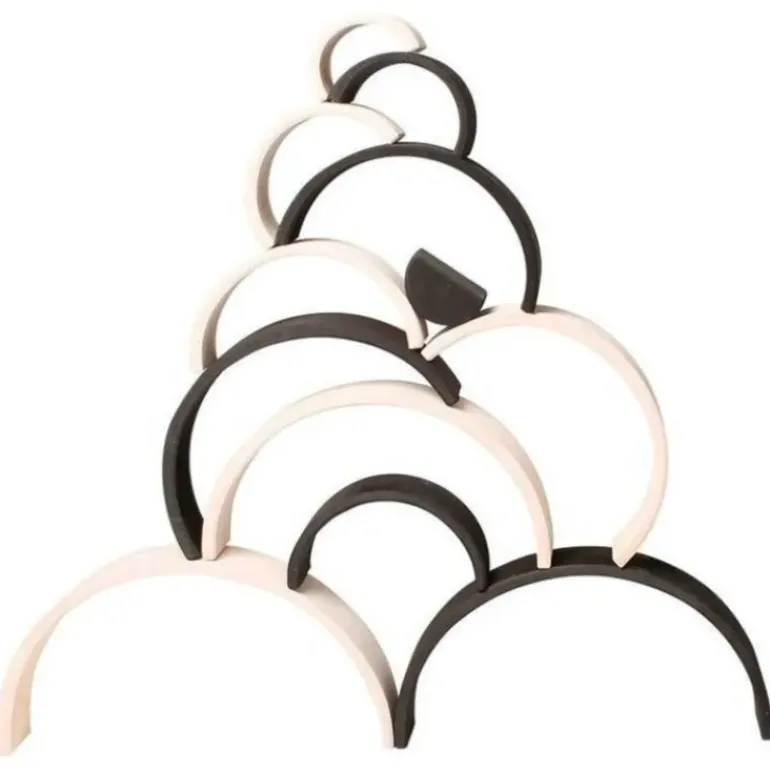 Grimms - Stacking Wooden Rainbow - Monochrome - Large