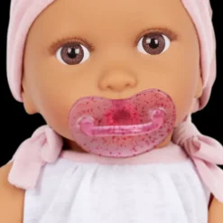 LullaBaby – Baby Doll – 2-pc Outfit & Pink Headband Olive Skin Tone & Brown Eyes