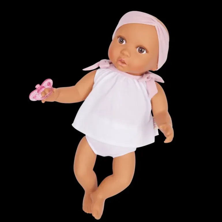 LullaBaby – Baby Doll – 2-pc Outfit & Pink Headband Olive Skin Tone & Brown Eyes