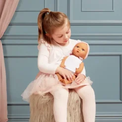 LullaBaby – Baby Doll – 2-pc Outfit & Pink Headband Olive Skin Tone & Brown Eyes
