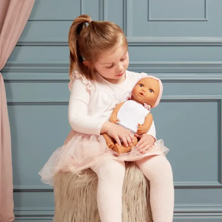LullaBaby – Baby Doll – 2-pc Outfit & Pink Headband Olive Skin Tone & Brown Eyes