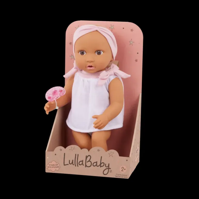 LullaBaby – Baby Doll – 2-pc Outfit & Pink Headband Olive Skin Tone & Brown Eyes