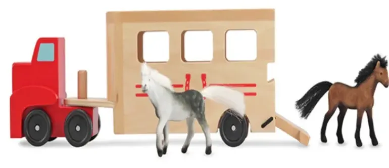 Melissa & Doug - Horse Carrier Wooden Vehicles Play Set