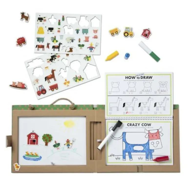 Melissa & Doug - Play Draw Create Reusable Drawing & Magnet Kit Farm