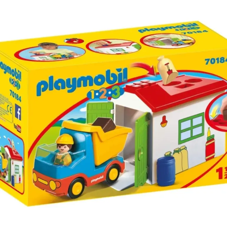 Playmobil - 1.2.3 Garbage Truck With Garage (70184)