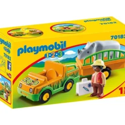 Playmobil - 1.2.3 Zoo Vehicle With Rhinoceros (70182)
