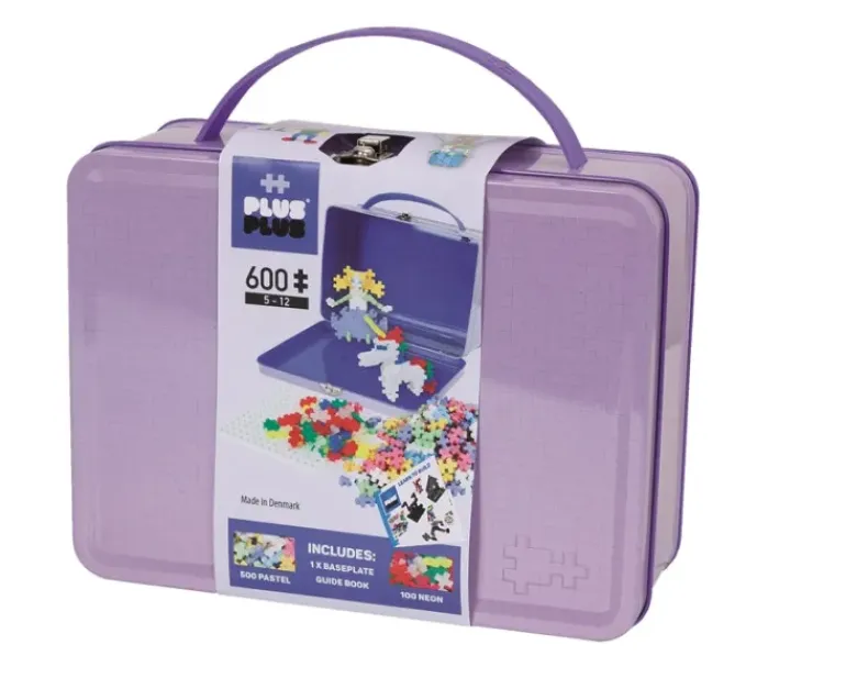 Plus Plus Puzzles - Suitcase Pastel Metal - Purple - 600 Pcs