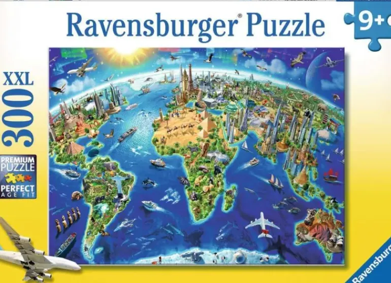 Ravensburger - 300Pc World Landmarks Map Puzzle