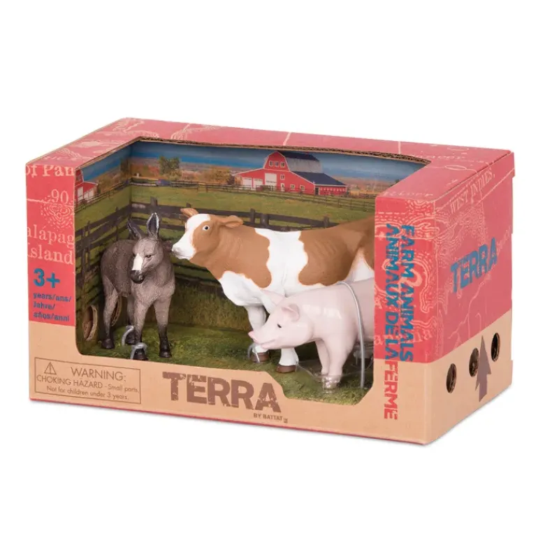 Terra - Farm Animals (3) Donkey, Pig & Cow