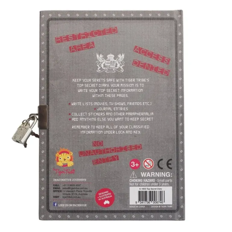 Tiger Tribe - Lockable Diary Top Secret