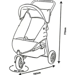 Valco - Mini Runabout Dolls Pram - Grey Marle